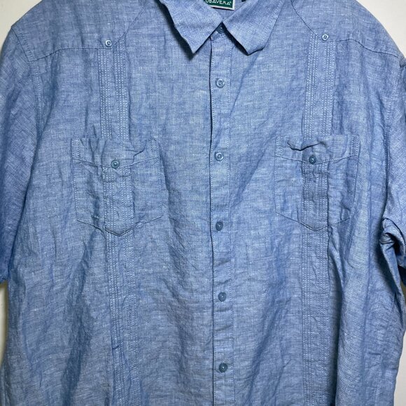 Men's XL Cubavera Linen/Cotton Blend Short Sleeve Button Down Shirt - Picture 4 of 7